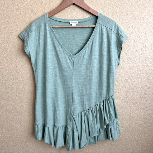 Sundance Asymmetrical V-Neck Ruffle Top - Picture 2 of 8